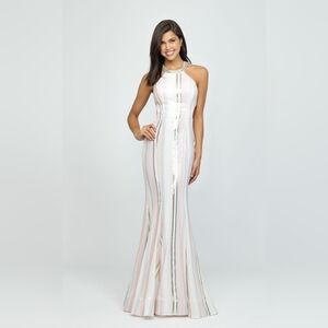 MADISON JAMES Halter Sequin Fit & Flare Sparkling Prom Pageant Dress Size 2 NWT